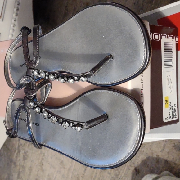 Bandolino Shoes - Bandolino Dayne Metallic Rhinestone Sandals, 8M, pewter silver